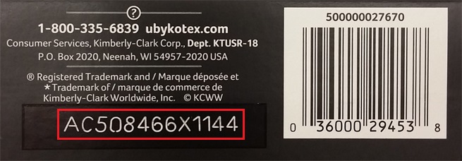 UByKotex Lot Code